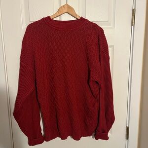 Classic Red Cable Knit Sweater